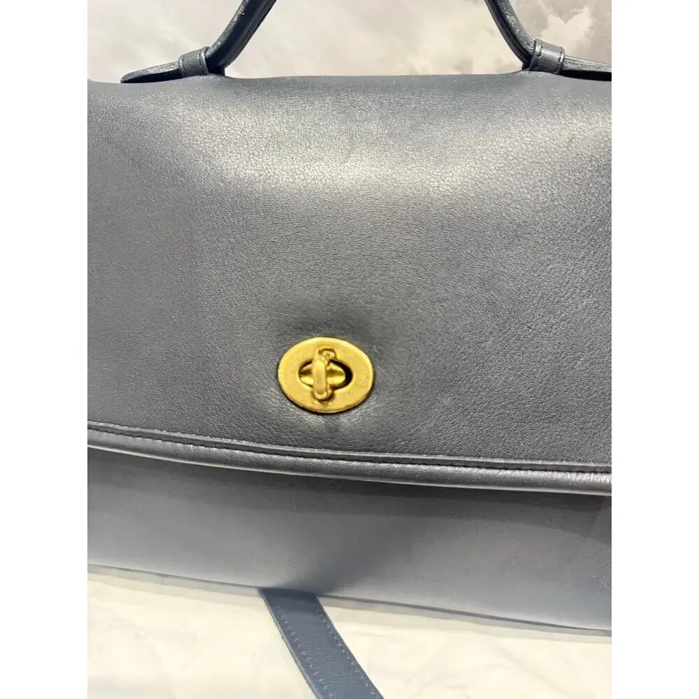 Coach Vintage 1994 Court Bag 9870 Navy Blue Leather Made in USA w/ Hangtag